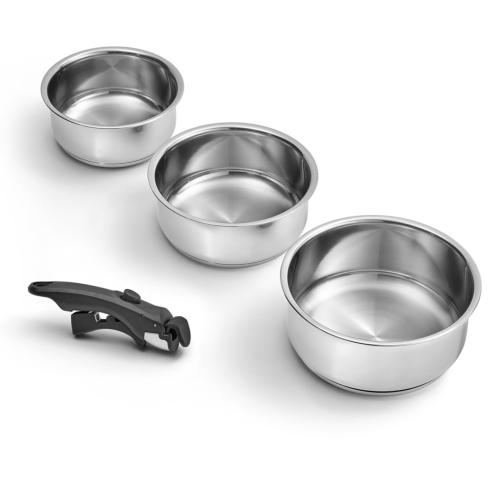 3 Casseroles inox 16/18/20cm - Amovible antiadhésif induction