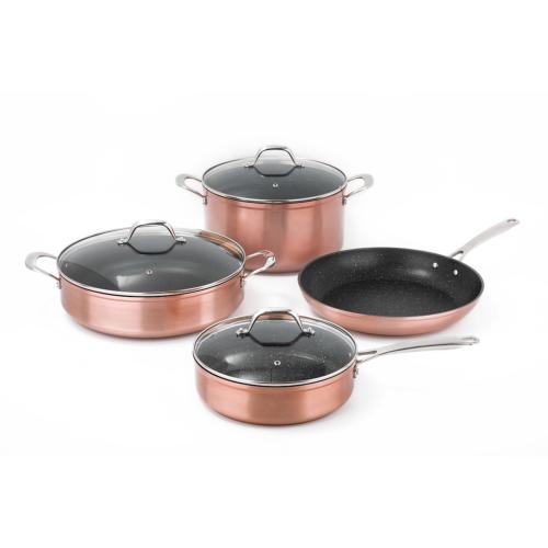 Batterie 7 pièces "Biba" - aluminium forgé - coloris cuivré