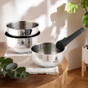 Set de 3 casseroles inox amovible 16/18/20cm - "Réactif"
