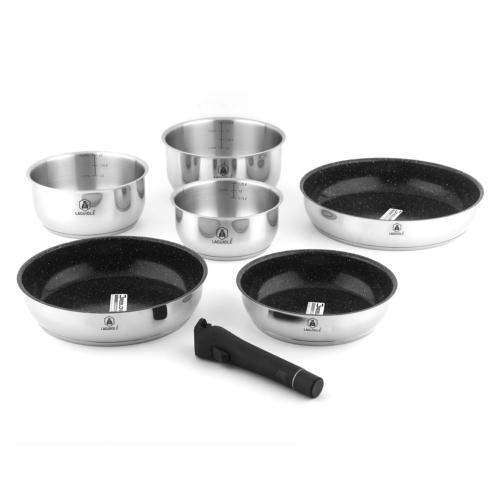 Set de 7 pièces inox amovible antiadhésif - "Réactif"