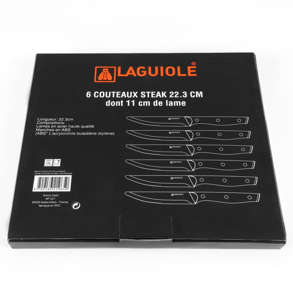 Laguiole - Set de 6 couteaux à steak noir Vatel