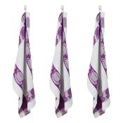 Lot de 3 torchons nid d'abeilles 50x70cm mauve -  "Carr" 