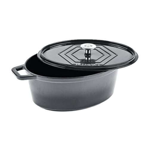 Cocotte en fonte émaillée ovale gris 31cm