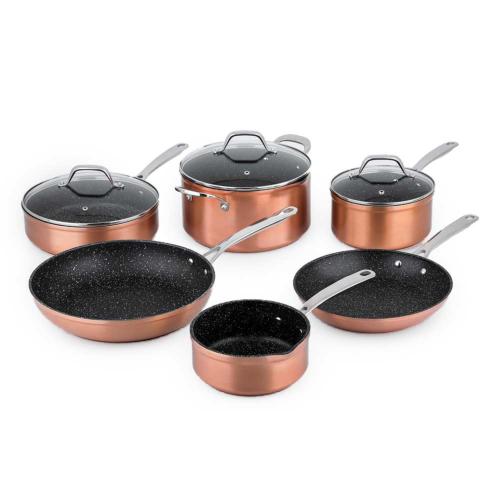 Batterie 9 pièces "Rétro" - aluminium forgé - coloris cuivré