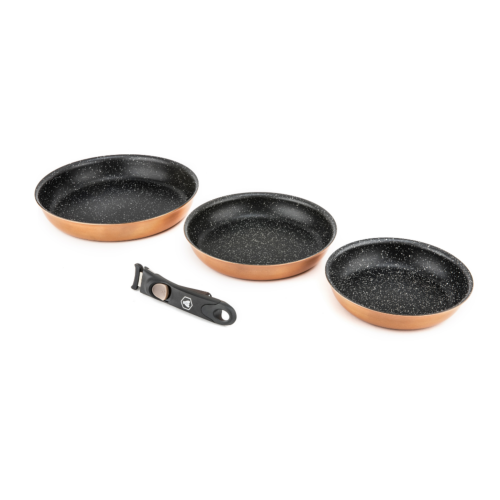 Set de 3 poêles cuivre amovible 20/24/28cm "Astuce"