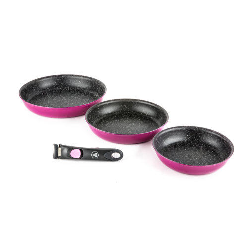 Set de 3 poêles rose amovible 20/24/28cm -  "Astuce" 