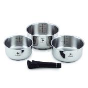 Set de 3 casseroles inox amovible 16/18/20cm - "Réactif"