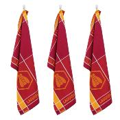 Lot de 3 torchons jacquard 50x70cm orange -  "Tartan" 