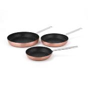3 poêles empilables cuivre 20/24/28cm - "Astuce"