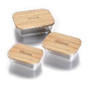 3 Boîtes rectangulaires en verre bambou 