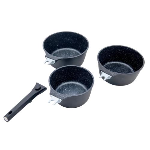 Set de 3 casseroles noir amovible 16/18/20cm - "Alizée"