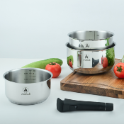 Set de 3 casseroles inox amovible 16/18/20cm - "Réactif"
