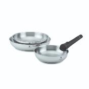 Set de 3 poêles inox amovible 20/24/28cm - "Réactif"