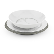 Service 18 pièces gris et blanc - "Mica"