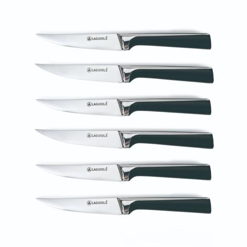 Set de 6 couteaux à steak en acier noir  - "Scintibois"