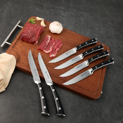 Set de 6 couteaux à steak en acier noir - "Lustrobois"