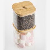 3 bocaux carrés en verre bambou