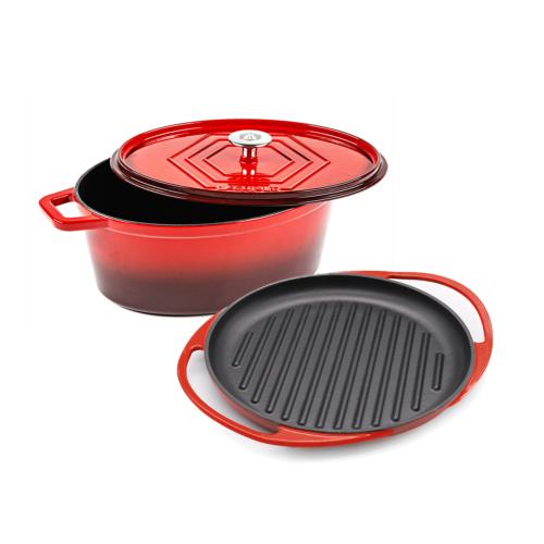 Batterie de cuisine - Set de 3 pièces fonte émaillée rouge