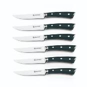 Set de 6 couteaux à steak en acier noir - "Lustrobois"