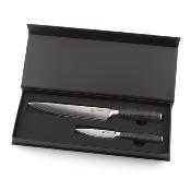 Coffret de 2 couteaux Damarus en acier noir - "Marcel"