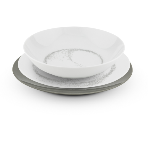 Service 18 pièces gris et blanc - "Mica"