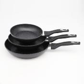 Set de 3 poles noir 20/24/28cm - "Black Ston" 