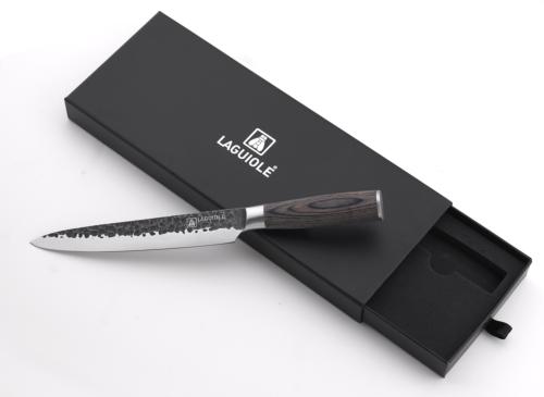 Couteau trancher noir 'Martelée' 32,5 cm - "Aya"