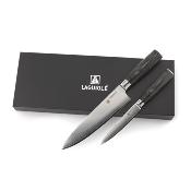 Coffret de 2 couteaux Damarus en acier noir - "Gustave"