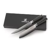 Coffret de 2 couteaux Damarus en acier noir - "Lenoir"