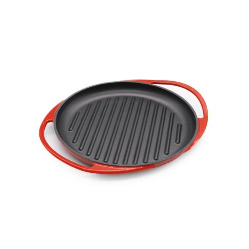 Plancha grill ronde fonte émaillée rouge dia 25cm