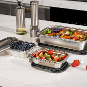 3 boîtes rectangulaires inox - 650ml/2500ml 