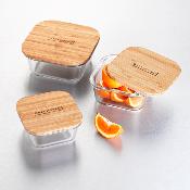 3 Boîtes carrées en verre bambou 