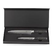 Coffret de 2 couteaux Damarus en acier noir - "Gustave"