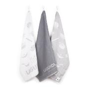 Lot de 3 torchons gris 50x70cm - "Collection"