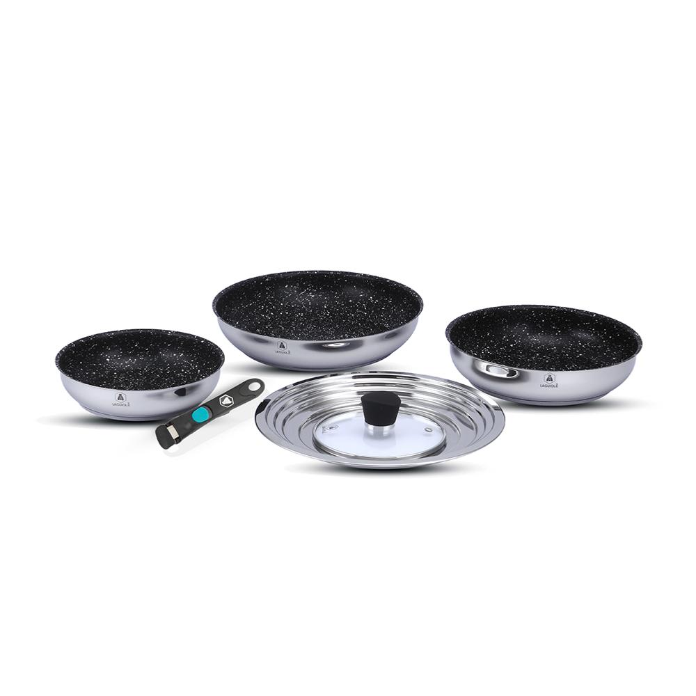 Batterie de cuisine  Set de 5 pièces inox amovible Astuce