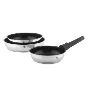 Set de 3 poêles inox amovible 20/24/28cm antiadhésif - "Réactif"
