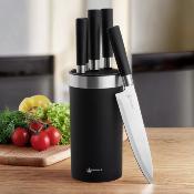 Bloc de 5 couteaux en acier noir - " Simplié"