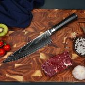 Couteau de chef noir damas 34cm avec étui - "Core"