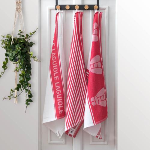 Lot de 3 torchons rouge 50x80cm - "Scarlet"