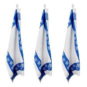 Lot de 3 torchons nid d'abeilles 50x70cm bleu -  "Carr" 