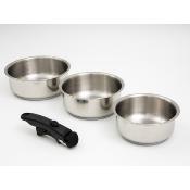 3 Casseroles inox 16/18/20cm - Amovible antiadhésif induction