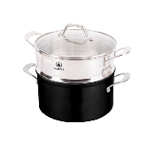 Faitout cuit vapeur noir 24cm - "Rtro" 