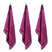 Lot de 3 torchons jacquard 50x70cm mauve -  "Tartan" 