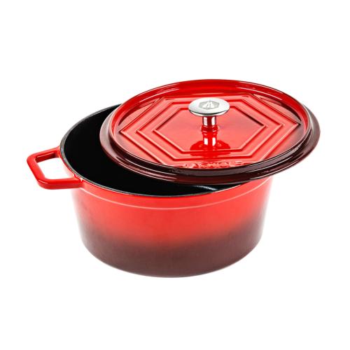 Cocotte en fonte émaillée ronde rouge 26cm