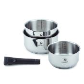 Set de 3 casseroles inox amovible 16/18/20cm - "Réactif"