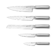 Bloc bois de 5 couteaux en acier argent - "Reflet" 