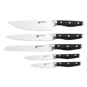 Bloc magnétique de 5 couteaux en acier noir - "Vatel