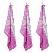 Lot de 3 torchons jacquard 50x70cm mauve -  "Miel" 
