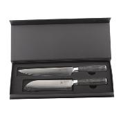 Coffret de 2 couteaux Damarus en acier noir - "Lenoir"