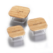 3 Boîtes carrées en verre bambou 